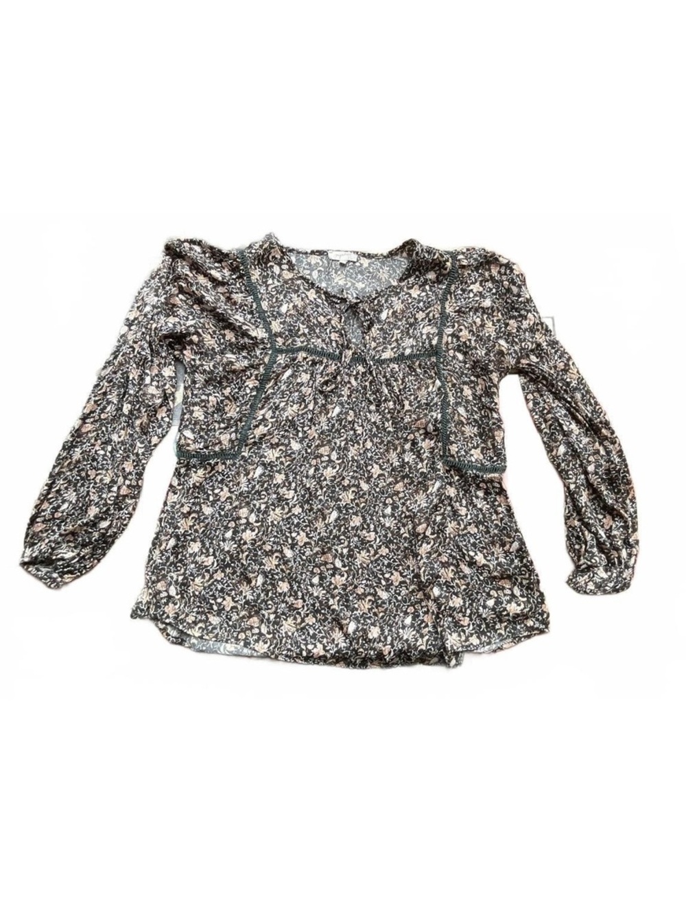 Black floral long sleeve blouse